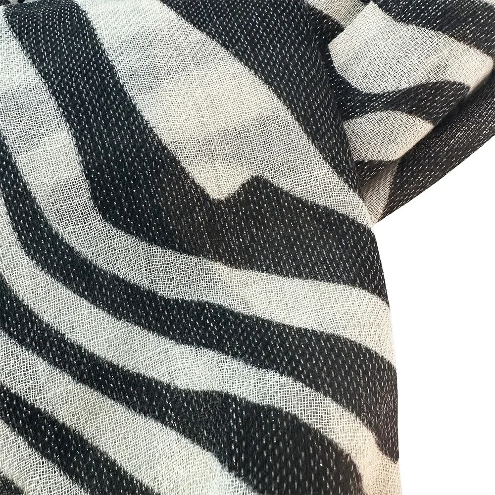 SOFT SURROUNDINGS NWT Women's Wool & Silk‎ Blend Scarf • Zebra metallic